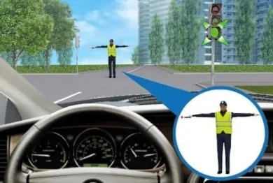 Ілюстрація до питання 7 розділу «Регулювання руху: світлофор і регулювальник»