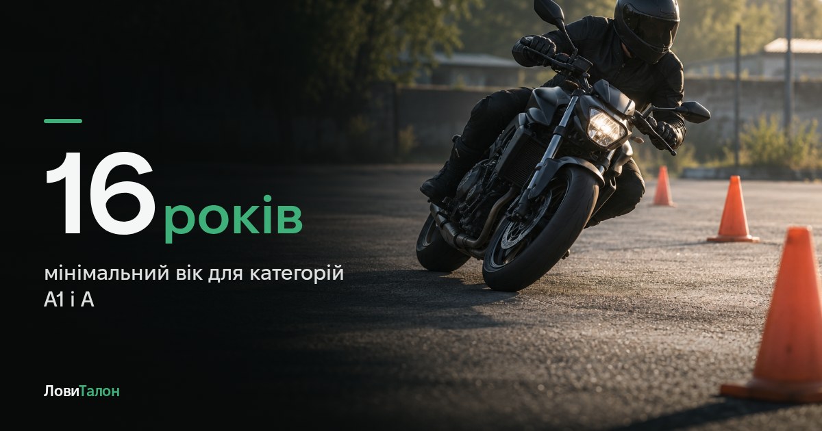 Права на мотоцикл з 16 років: категорії А1 і А