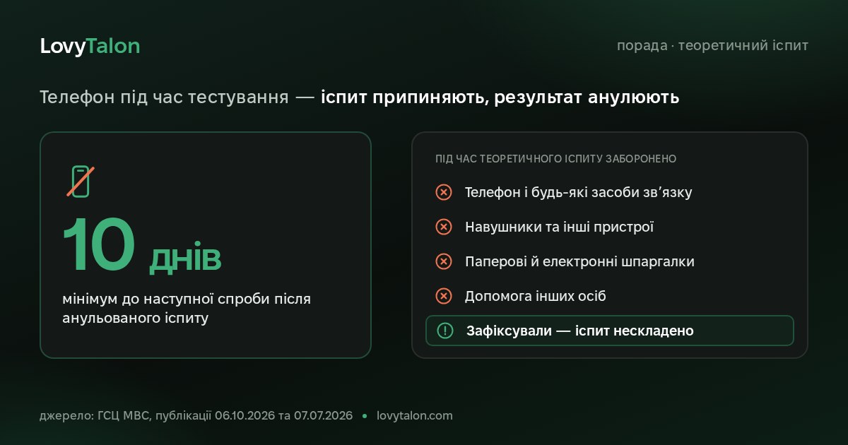 Що буде, якщо взяти телефон на теоретичний іспит